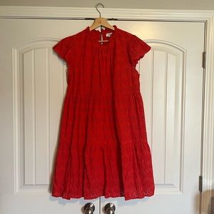 Red Crown & Ivy Eyelet Embroidery Dress